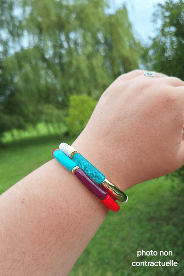 Bracelet Scarlett - 🤍💙 et Brique (avec perles rondelles)