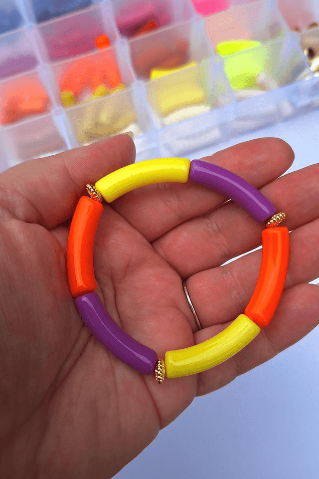 Bracelet Scarlett- 💜💛🧡 (avec perles rondelles)