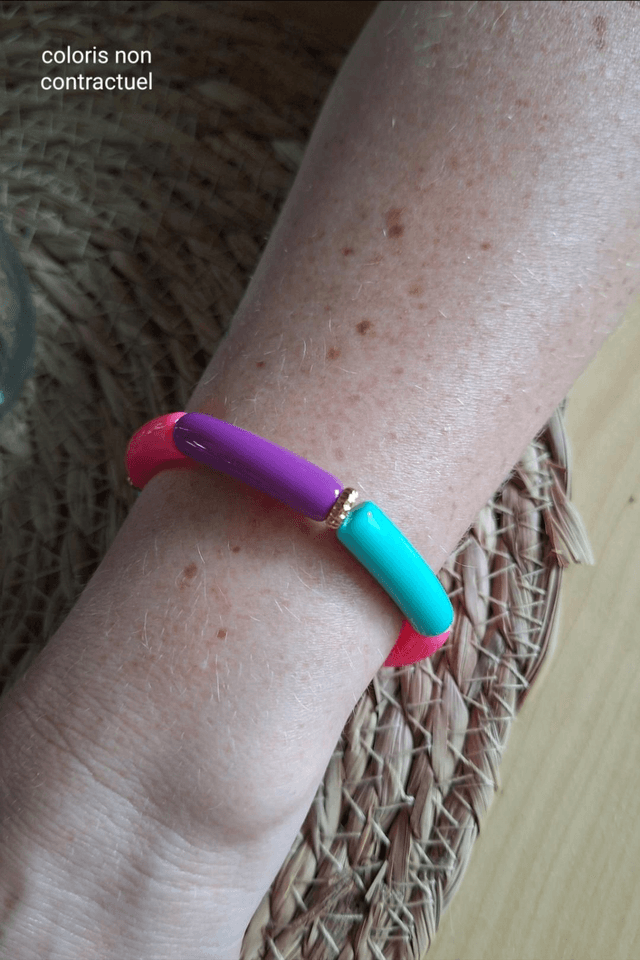 Bracelet Scarlett - 🤍💙 et Brique (avec perles rondelles)