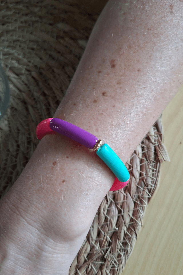 Bracelet Scarlett - 🩵💜🩷 (avec perles rondelles)