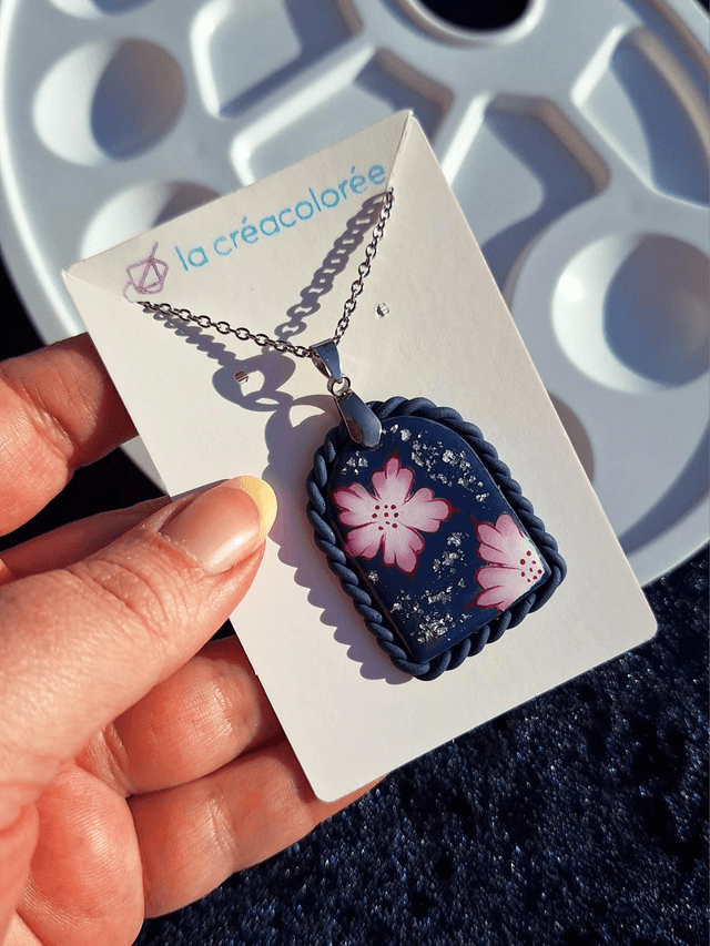 Pendentif Flora - Fleurs roses (arche)