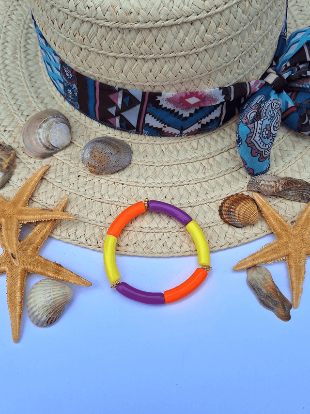 Bracelet Scarlett- 💜💛🧡 (avec perles rondelles)